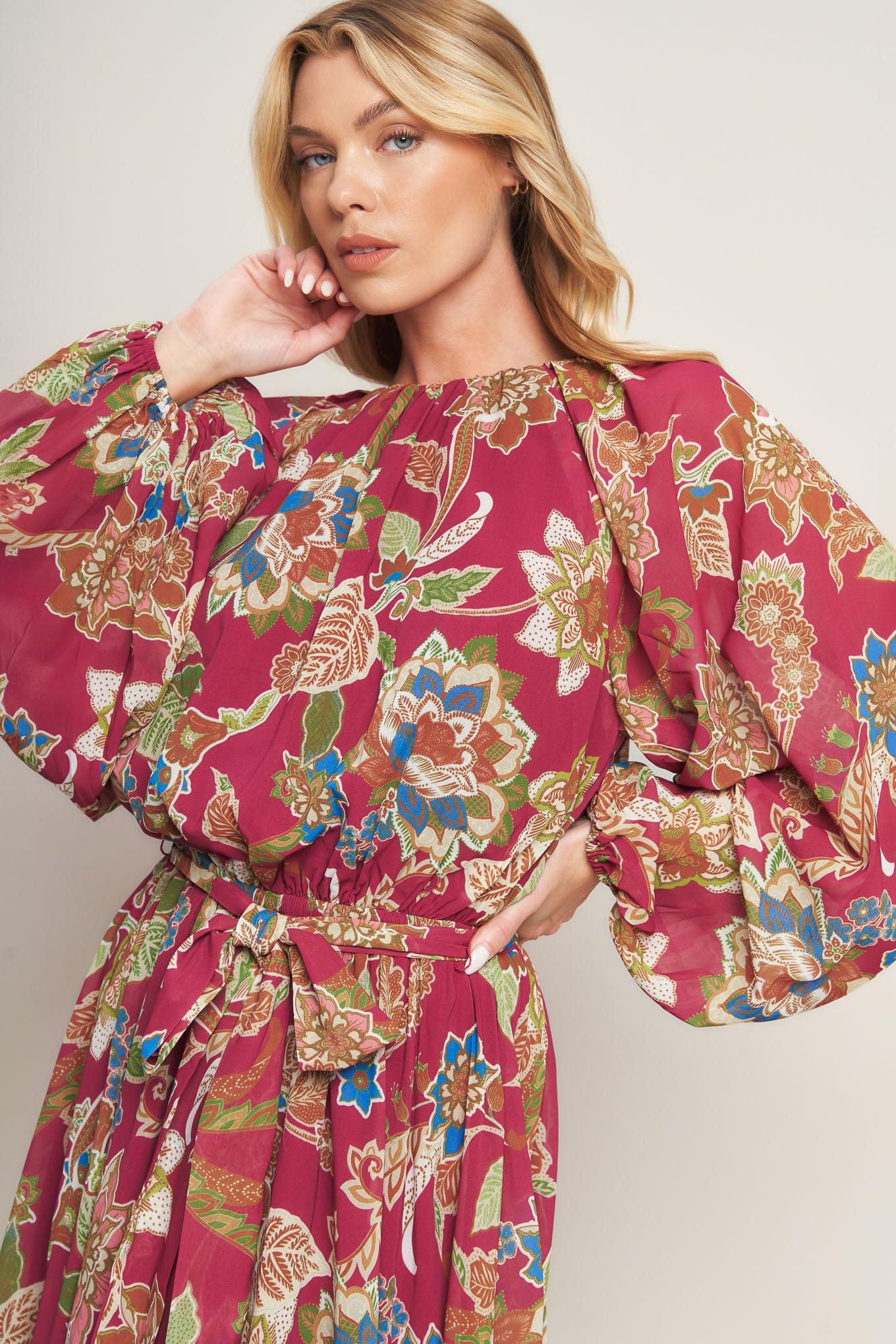 FLORALLY CHIC WOVEN MIDI DRESS - Glamourous Grace
