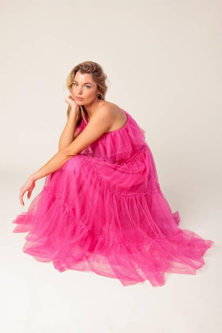 SOME FRESH AIR FUCHSIA TULLE MIDI DRESS - Glamourous Grace