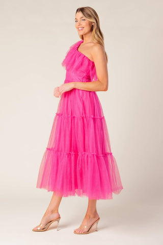 SOME FRESH AIR FUCHSIA TULLE MIDI DRESS - Glamourous Grace