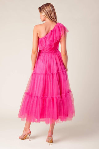 SOME FRESH AIR FUCHSIA TULLE MIDI DRESS - Glamourous Grace
