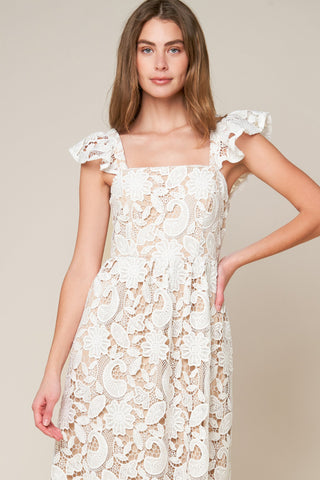 STILL THINKING LACE MIDI DRESS - Glamourous Grace