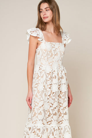 STILL THINKING LACE MIDI DRESS - Glamourous Grace