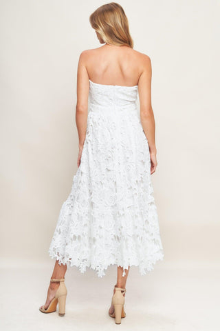 CAREFREE NIGHTS LACE OFF WHITE MIDI DRESS - Glamourous Grace