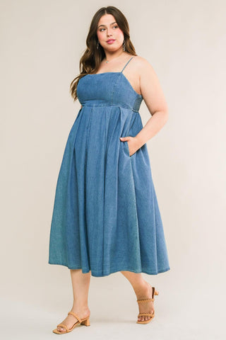 CAPTIVATING HEART DENIM MIDI DRESS - Glamourous Grace LLC