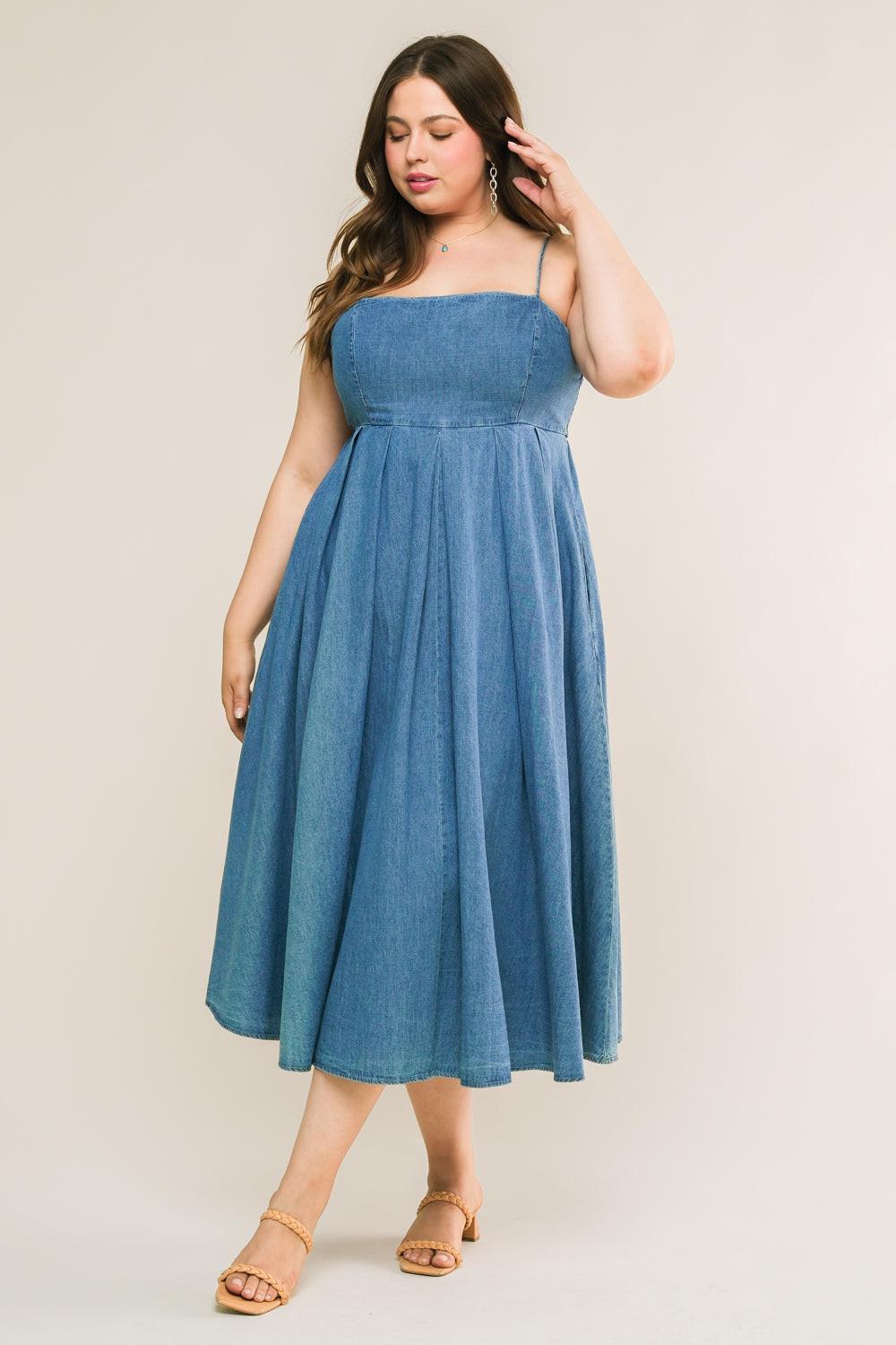CAPTIVATING HEART DENIM MIDI DRESS - Glamourous Grace LLC