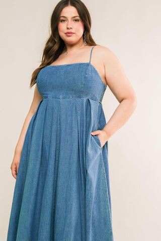 CAPTIVATING HEART DENIM MIDI DRESS - Glamourous Grace LLC