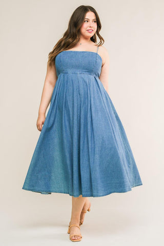 CAPTIVATING HEART DENIM MIDI DRESS - Glamourous Grace LLC