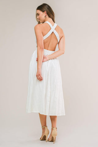 ADMIRED FROM AFAR WOVEN MIDI DRESS - Glamourous Grace