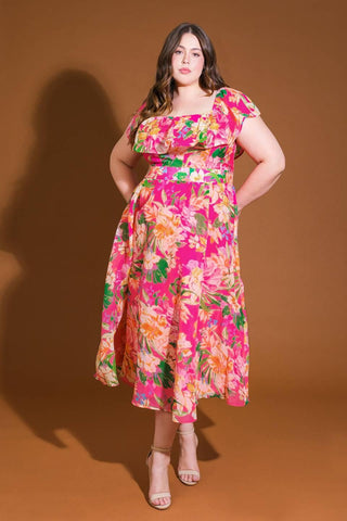 HAPPIEST HERE WOVEN MIDI DRESS - Glamourous Grace