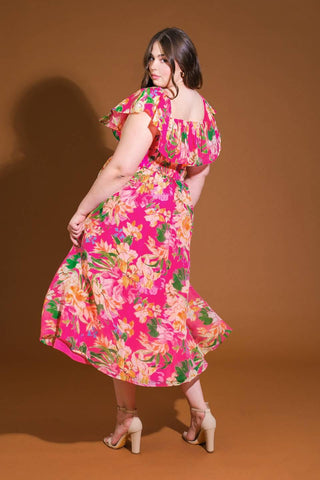 HAPPIEST HERE WOVEN MIDI DRESS - Glamourous Grace