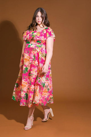 HAPPIEST HERE WOVEN MIDI DRESS - Glamourous Grace