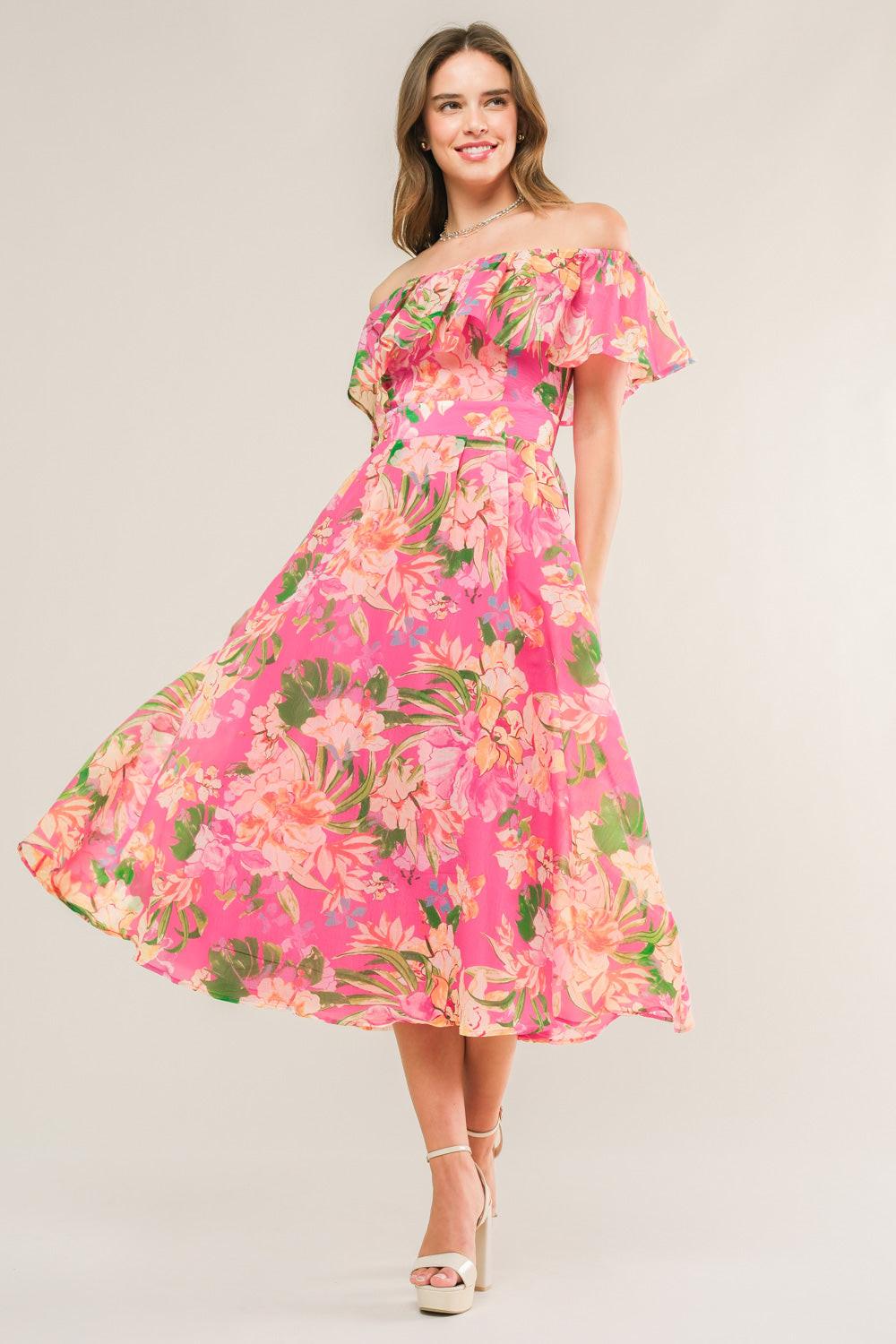 HAPPIEST HERE WOVEN MIDI DRESS - Glamourous Grace