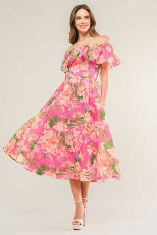 HAPPIEST HERE WOVEN MIDI DRESS - Glamourous Grace