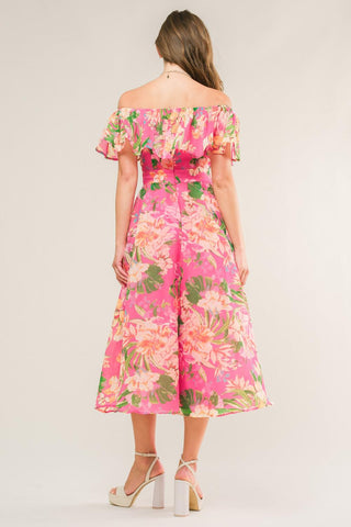 HAPPIEST HERE WOVEN MIDI DRESS - Glamourous Grace