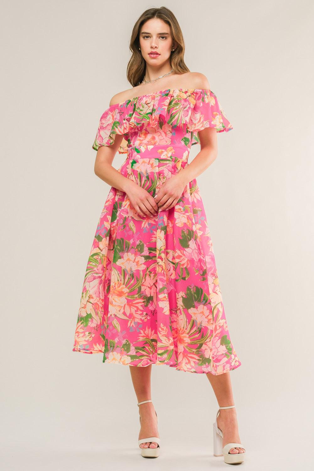 HAPPIEST HERE WOVEN MIDI DRESS - Glamourous Grace