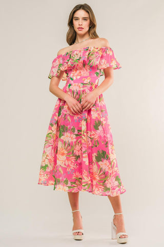 HAPPIEST HERE WOVEN MIDI DRESS - Glamourous Grace