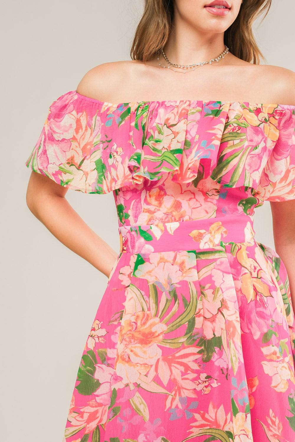 HAPPIEST HERE WOVEN MIDI DRESS - Glamourous Grace