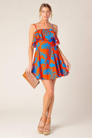 STOPPING TIME ORANGE WOVEN MINI DRESS - Glamourous Grace
