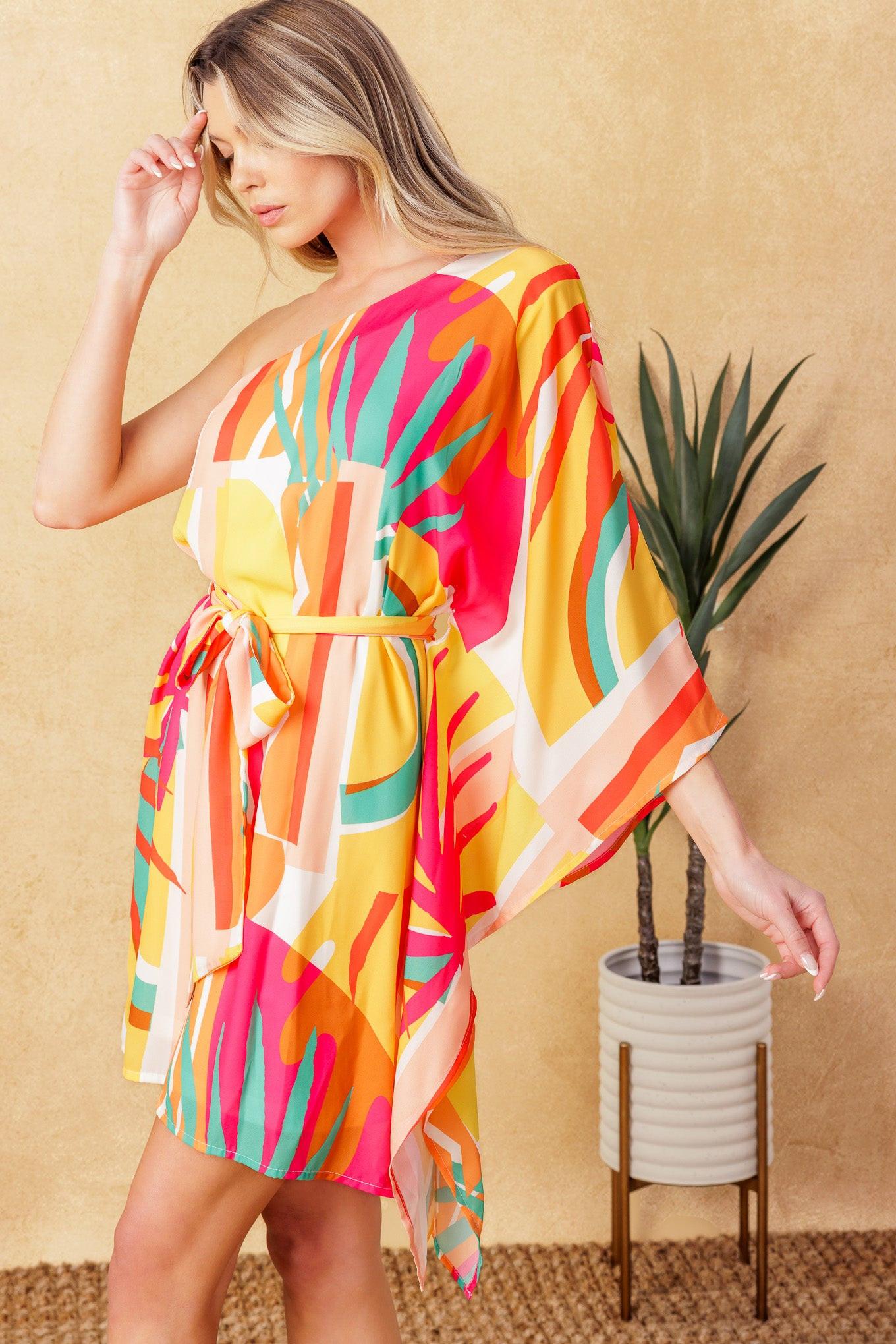 EASY WAY OUT WOVEN KAFTAN MINI DRESS - Glamourous Grace