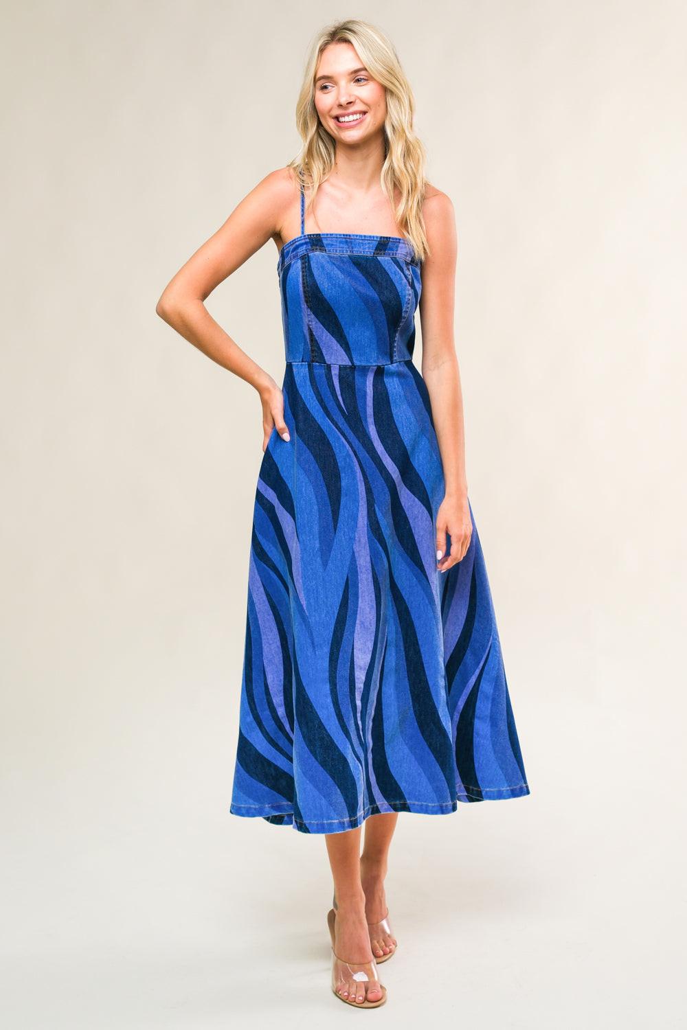 PATRIOTIC PRINCESS DENIM MIDI DRESS - Glamourous Grace