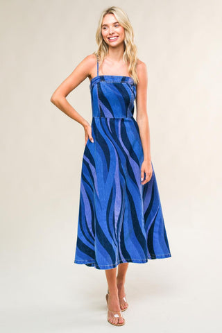 PATRIOTIC PRINCESS DENIM MIDI DRESS - Glamourous Grace