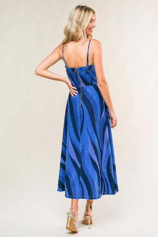 PATRIOTIC PRINCESS DENIM MIDI DRESS - Glamourous Grace