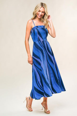 PATRIOTIC PRINCESS DENIM MIDI DRESS - Glamourous Grace