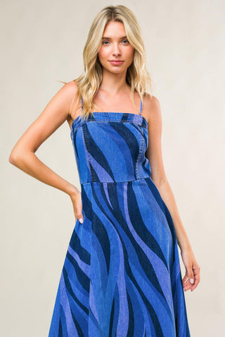 PATRIOTIC PRINCESS DENIM MIDI DRESS - Glamourous Grace