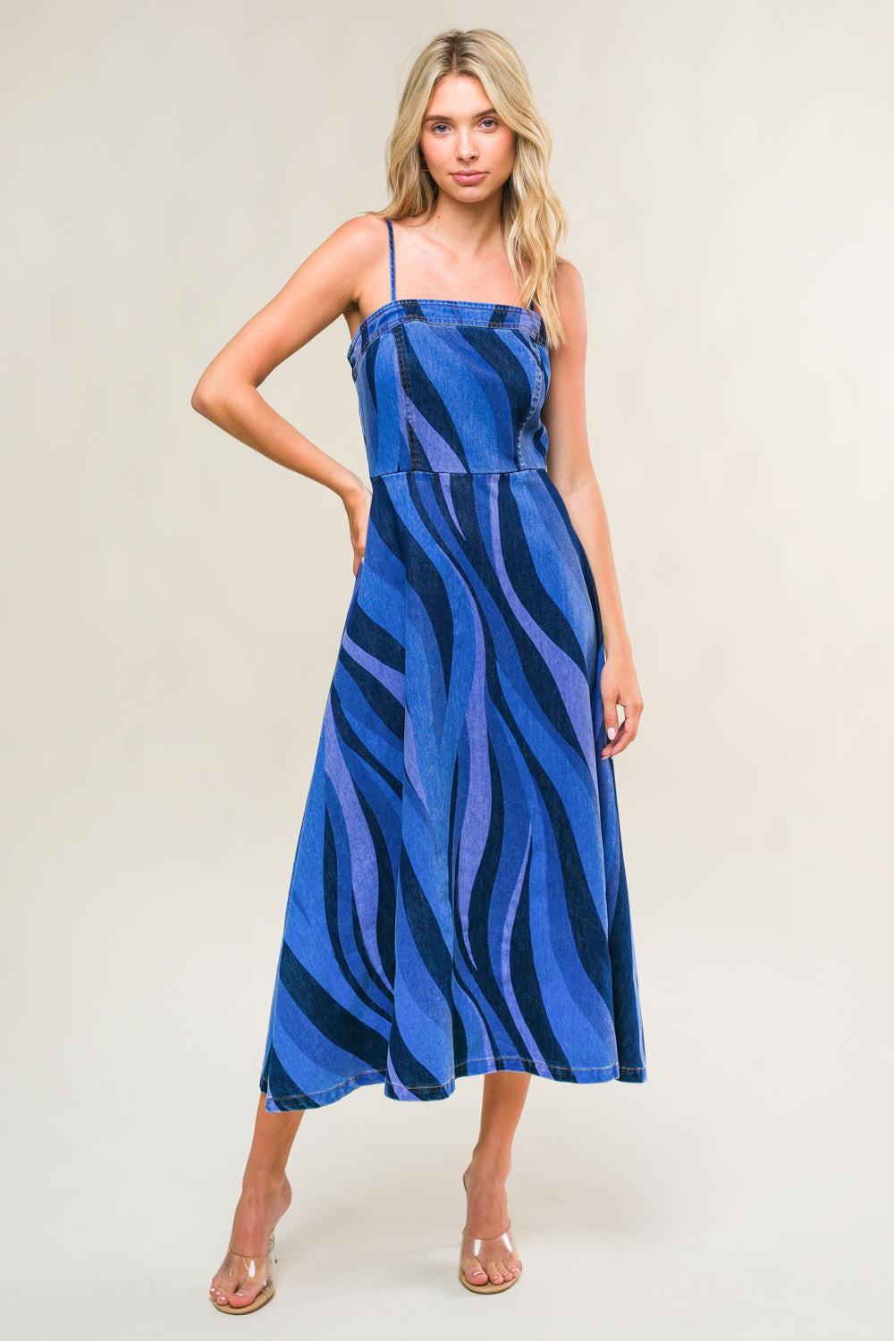 PATRIOTIC PRINCESS DENIM MIDI DRESS - Glamourous Grace
