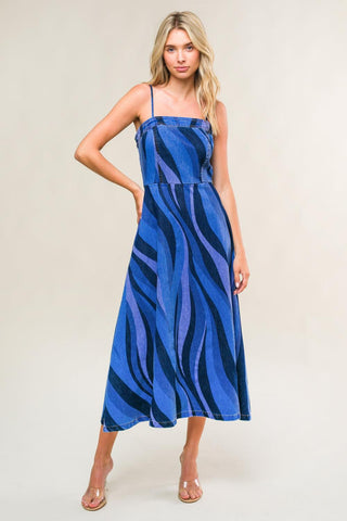 PATRIOTIC PRINCESS DENIM MIDI DRESS - Glamourous Grace