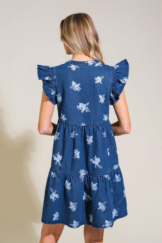 ROMANTICALLY ENTANGLED DENIM MINI DRESS - Glamourous Grace
