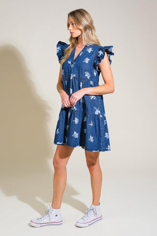 ROMANTICALLY ENTANGLED DENIM MINI DRESS - Glamourous Grace