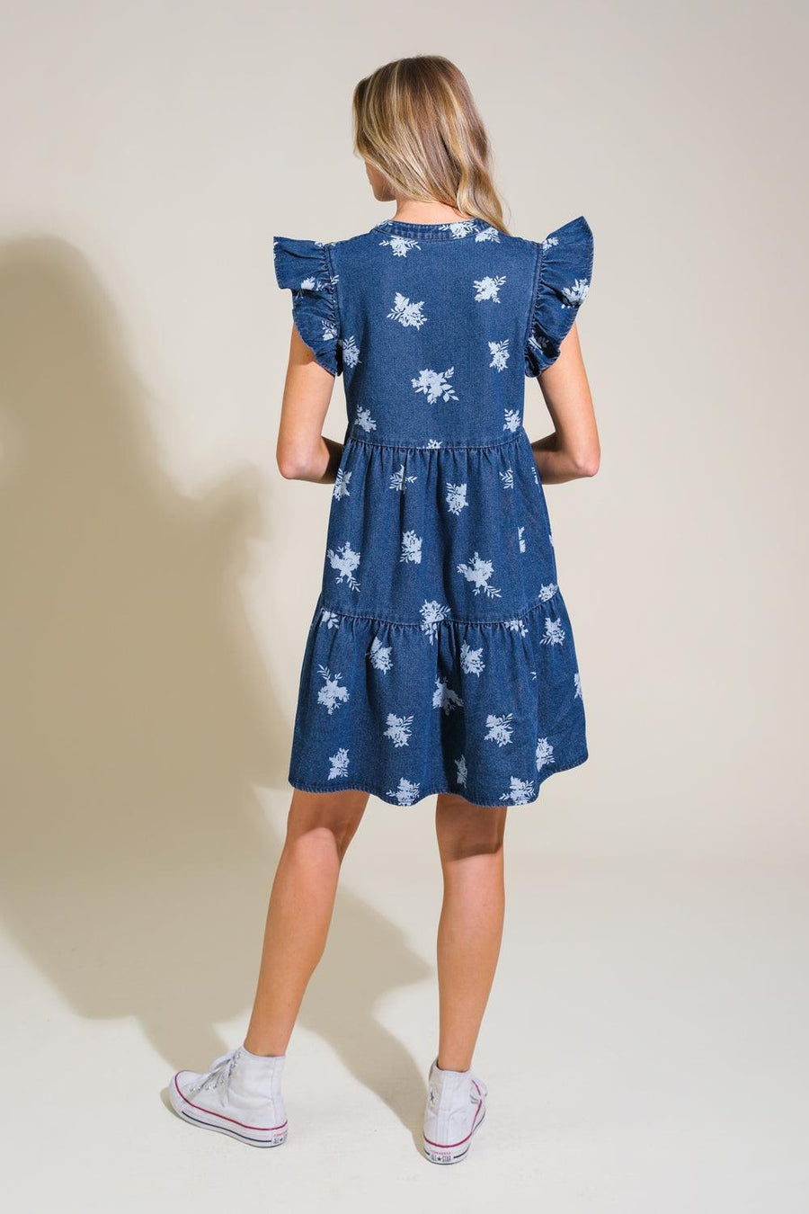 ROMANTICALLY ENTANGLED DENIM MINI DRESS - Glamourous Grace