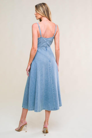 GORGEOUS ADORNMENT DENIM MINI DRESS - Glamourous Grace