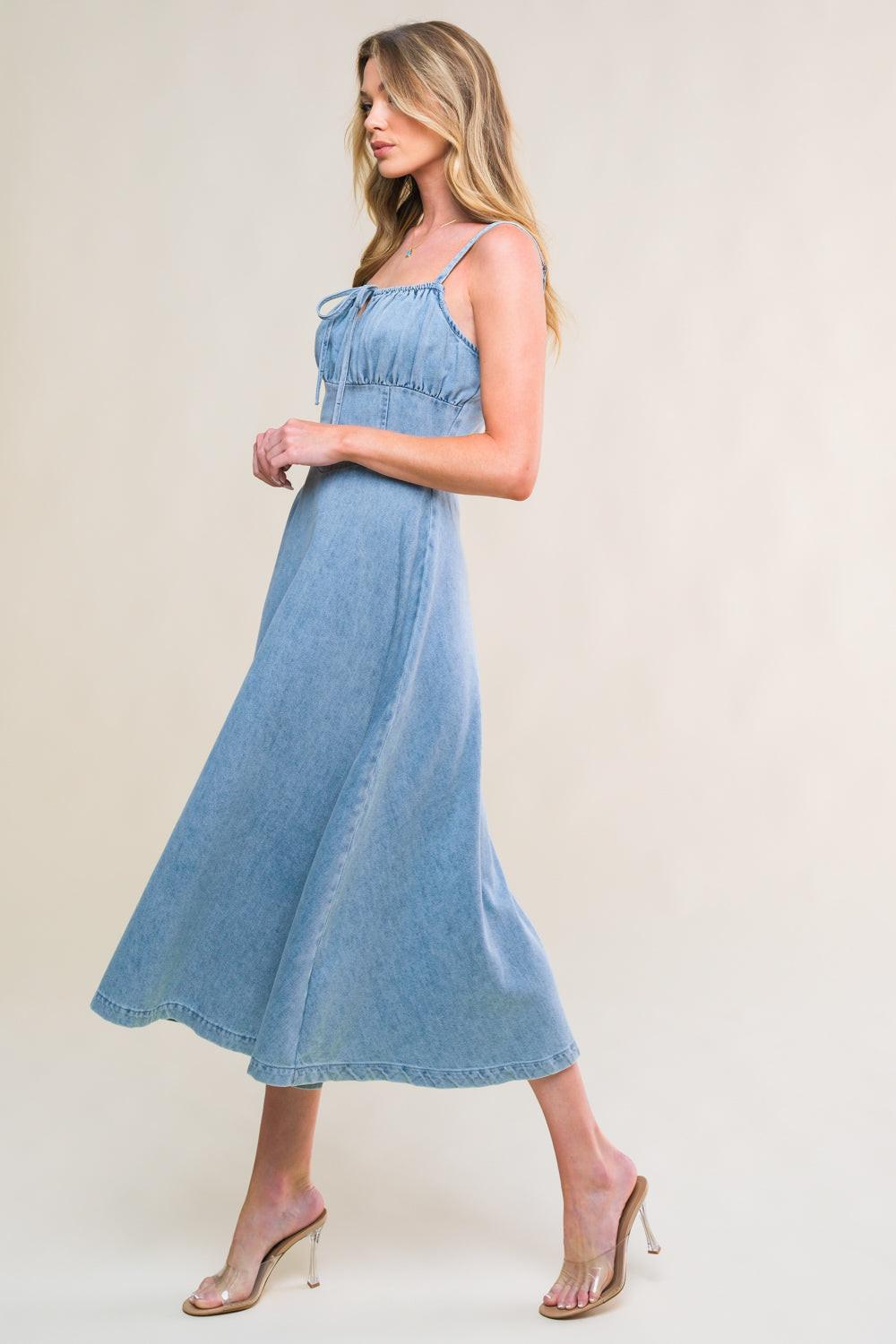 GORGEOUS ADORNMENT DENIM MINI DRESS - Glamourous Grace