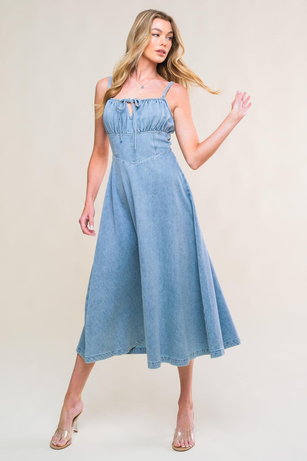 GORGEOUS ADORNMENT DENIM MINI DRESS - Glamourous Grace