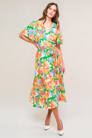 EFFERVESCENT LOVE TRUE WRAP MIDI DRESS - Glamourous Grace