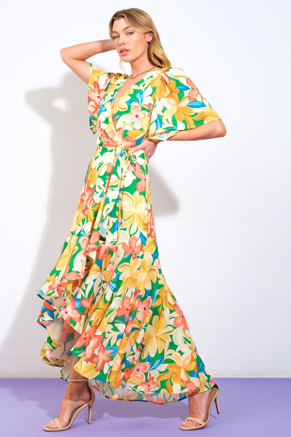 ELABORATE CHARM WOVEN HI-LO DRESS - Glamourous Grace