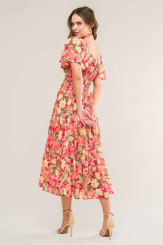 LOVE IS BLOOMING WOVEN MIDI DRESS - Glamourous Grace