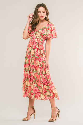 LOVE IS BLOOMING WOVEN MIDI DRESS - Glamourous Grace