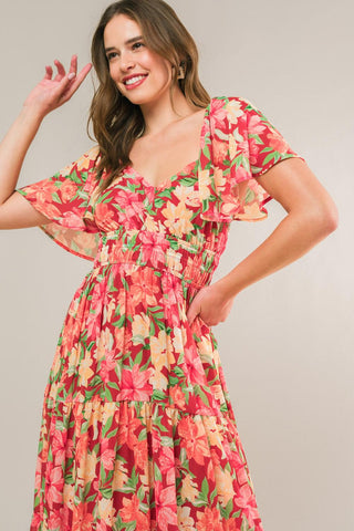 LOVE IS BLOOMING WOVEN MIDI DRESS - Glamourous Grace