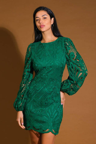 WHISPERED COMFORT WOVEN LACE MINI DRESS - Glamourous Grace