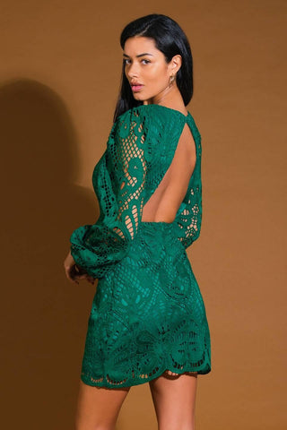 WHISPERED COMFORT WOVEN LACE MINI DRESS - Glamourous Grace