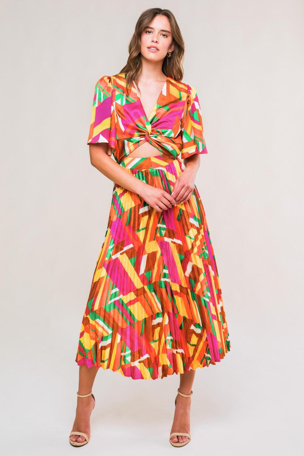 IRRESISTIBLE FUN WOVEN MIDI DRESS - Glamourous Grace