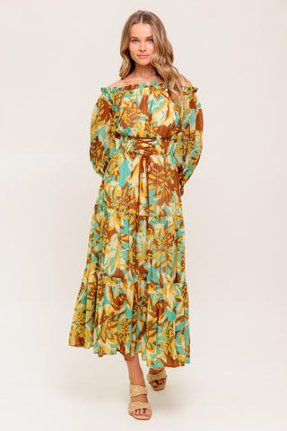 THENA SECRET GARDEN WOVEN MIDI DRESS - Glamourous Grace