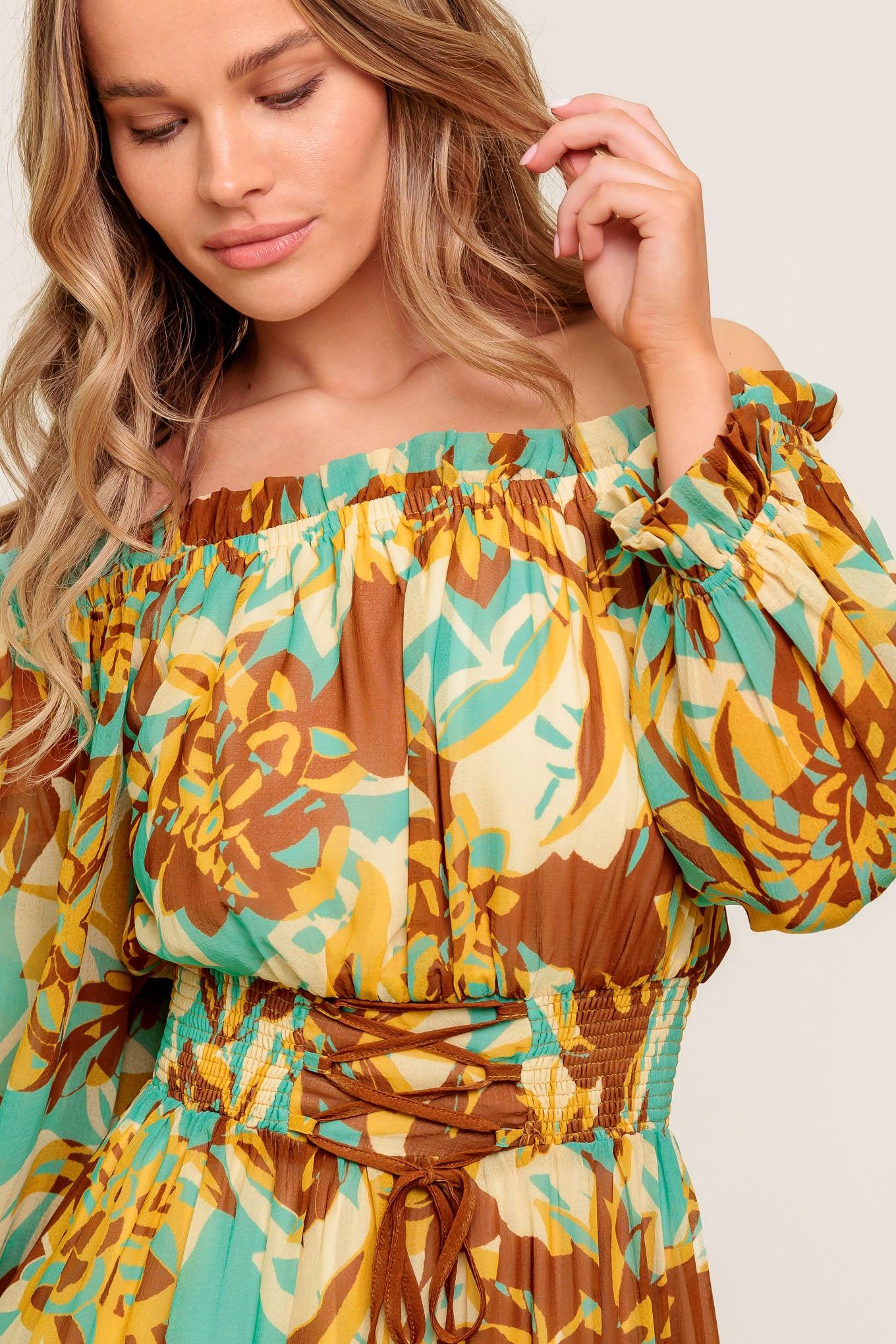 THENA SECRET GARDEN WOVEN MIDI DRESS - Glamourous Grace