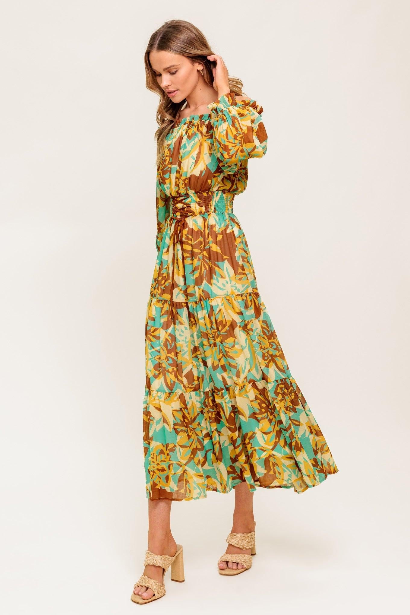 THENA SECRET GARDEN WOVEN MIDI DRESS - Glamourous Grace