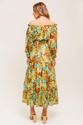 THENA SECRET GARDEN WOVEN MIDI DRESS - Glamourous Grace