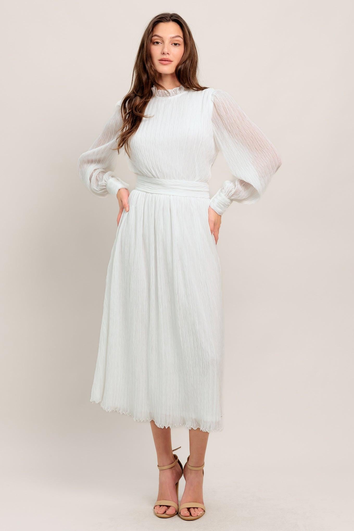 FOREVER WAITING WOVEN MIDI DRESS - Glamourous Grace