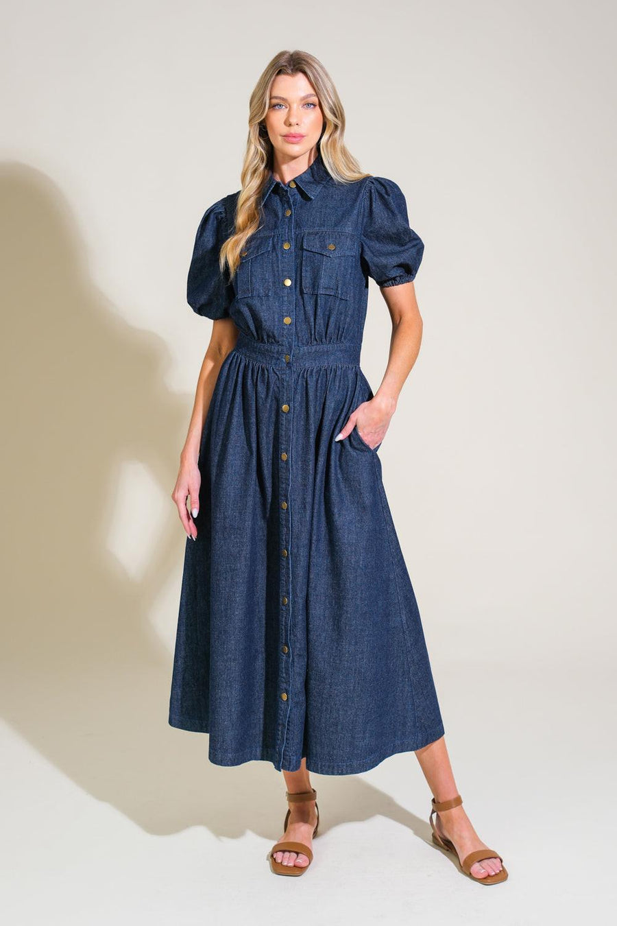 GET THE LOOK DENIM MIDI DRESS - Glamourous Grace